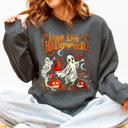 XL Dark Gray Heather Long Live Halloween Pumpkin Classic Vintage Ghosts Spooky Season Limited Edition Sweatshirt