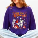 Small Purple Long Live Halloween Pumpkin Classic Vintage Ghosts Spooky Season Limited Edition Sweatshirt