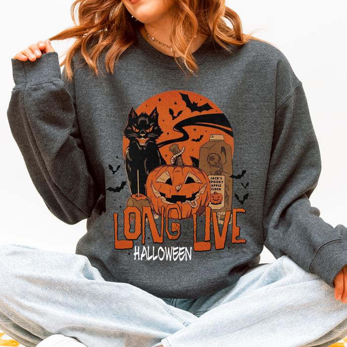 Long Live Halloween Retro Classic Vintage Graphic Cozy Fleece Limited Edition Sweatshirt