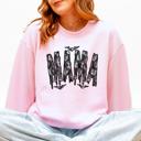 Large Light Pink Mama Faux Lace Halloween Coquette Inspired Vintage Gothic Graphic Cozy Sweatshirt