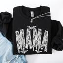 Small Black Mama Faux Lace Halloween Coquette Inspired Vintage Gothic Graphic Cozy Sweatshirt