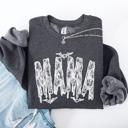 XL Dark Gray Heather Mama Faux Lace Halloween Coquette Inspired Vintage Gothic Graphic Cozy Sweatshirt