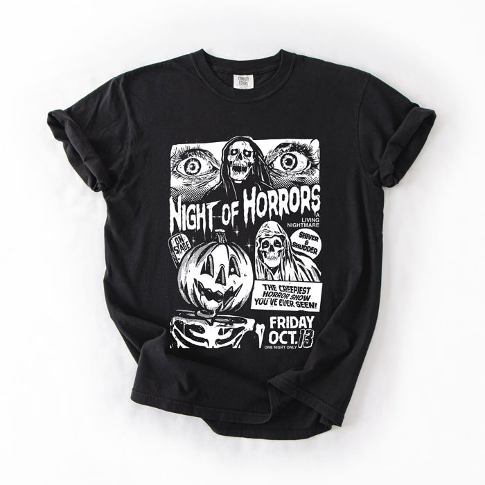 Night Of Horrors Halloween Spooky Scary Witch Midnight Monster Mash Edition Comfort Colors Tee