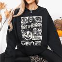 XL Black Night Of Horrors Halloween Spooky Witch Scary Ghosts Black Cat Haunting Illustration Sweatshirt