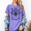 XL Violet Purple Ouija Board Spooky Tarot Halloween Witch Moonlight Seance Mystic Symbols Night Sky Hauntings Comfort Colors Tee
