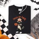 Large Black Raccoon Trick Or Treat Halloween Spooky Nighttime Illustration Artwork Comfort Colors Tee
