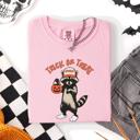 Small Blossom Light Pink Raccoon Trick Or Treat Halloween Spooky Nighttime Illustration Artwork Comfort Colors Tee