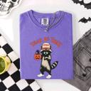 XL Violet Purple Raccoon Trick Or Treat Halloween Spooky Nighttime Illustration Artwork Comfort Colors Tee