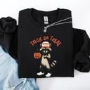 XXL Black Raccoon Trick Or Treat Halloween Spooky Cozy Nighttime Autumn Theme Seasonal Fun Sweatshirt
