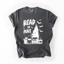 Medium Pepper Dark Gray Read In Peace Ghost Haunted Halloween Spooky Bookish Library BookTok Comfort Colors Tee