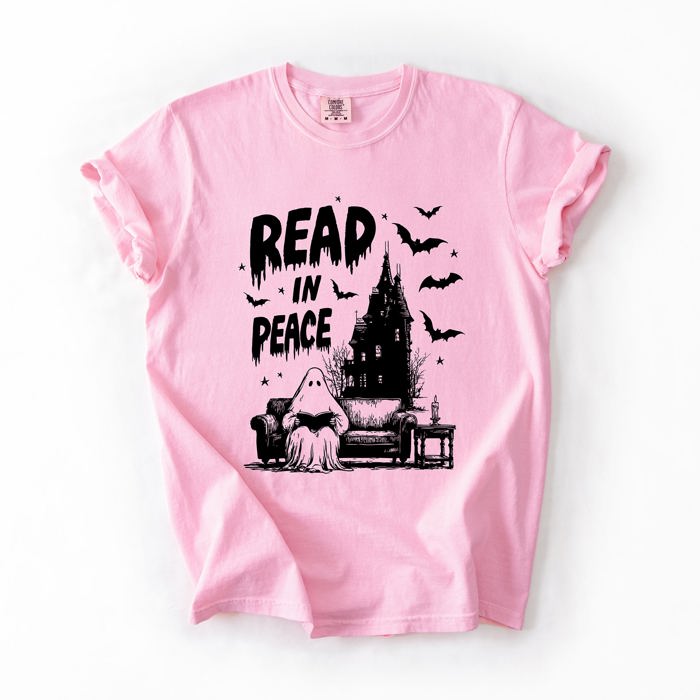 Read In Peace Ghost Haunted Halloween Spooky Bookish Library BookTok Comfort Colors Tee