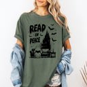 XXXL Moss Dark Green Read In Peace Ghost Haunted Halloween Spooky Bookish Library BookTok Comfort Colors Tee