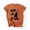 Large Yam Read In Peace Ghost Haunted Halloween Spooky Bookish Library BookTok Comfort Colors Tee