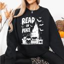 XXXL Black Read In Peace Ghost Haunted Halloween Spooky Bookish Library Booktok Graphic Sweatshirt