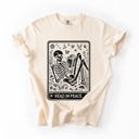 Small Ivory Cream Read In Peace Halloween Skeleton Tarot Books Library Spooky Edition Comfort Colors Tee