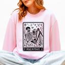 Small Light Pink Read In Peace Halloween Skeleton Tarot Books Library Collection Graphic Sweatshirt
