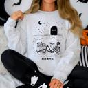Large Ash Light Gray Read In Peace Skeleton RIP Halloween Booktok Bookish Library Novel Lover Graphic Sweatshirt