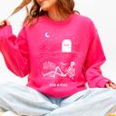 XL Crunhberry Bright Pink Read In Peace Skeleton RIP Halloween Booktok Bookish Library Novel Lover Graphic Sweatshirt