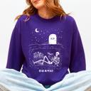 XXXL Purple Read In Peace Skeleton RIP Halloween Booktok Bookish Library Novel Lover Graphic Sweatshirt