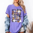 Small Violet Purple Reading Ghosts Bookish Library Spooky Halloween Booktok Classic Literary Lovers Cozy Comfort Colors Tee