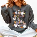 Small Dark Gray Heather Reading Ghosts Bookish Library Spooky Halloween BookTok Cozy Seasonal Graphic Sweatshirt