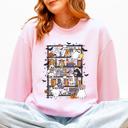 Large Light Pink Reading Ghosts Bookish Library Spooky Halloween BookTok Cozy Seasonal Graphic Sweatshirt