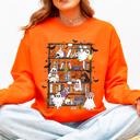 Small Orange Reading Ghosts Bookish Library Spooky Halloween BookTok Cozy Seasonal Graphic Sweatshirt