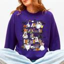Medium Purple Reading Ghosts Bookish Library Spooky Halloween BookTok Cozy Seasonal Graphic Sweatshirt