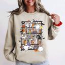 Large Sand Reading Ghosts Bookish Library Spooky Halloween BookTok Cozy Seasonal Graphic Sweatshirt