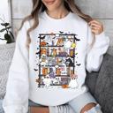 XXL White Reading Ghosts Bookish Library Spooky Halloween BookTok Cozy Seasonal Graphic Sweatshirt