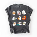  Reading Ghosts Halloween Library Books Scene Artwork Print Collection Comfort Colors Tee