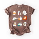  Reading Ghosts Halloween Library Books Scene Artwork Print Collection Comfort Colors Tee