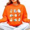  Reading Ghosts Halloween Library Books Cozy Night In Vintage Deluxe Graphic Sweatshirt