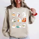  Reading Ghosts Halloween Library Books Cozy Night In Vintage Deluxe Graphic Sweatshirt