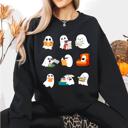 Large Black Reading Ghosts Halloween Library Books Cozy Night In Vintage Deluxe Graphic Sweatshirt