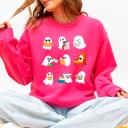 XXXL Crunhberry Bright Pink Reading Ghosts Halloween Library Books Cozy Night In Vintage Deluxe Graphic Sweatshirt