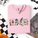 Small Blossom Light Pink Reading Ghosts, Witches, Wizards Halloween Night Book Lovers Illustration Comfort Colors Tee