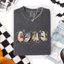 Medium Pepper Dark Gray Reading Ghosts, Witches, Wizards Halloween Night Book Lovers Illustration Comfort Colors Tee