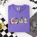 XL Violet Purple Reading Ghosts, Witches, Wizards Halloween Night Book Lovers Illustration Comfort Colors Tee