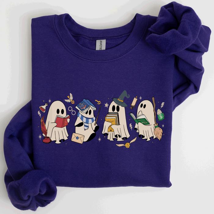 Reading Ghosts, Witches, Wizards, Halloween Graphic Sweatshirt