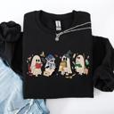 Small Black Reading Ghosts, Witches, Wizards, Halloween Graphic Sweatshirt