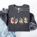 Medium Dark Gray Heather Reading Ghosts, Witches, Wizards, Halloween Graphic Sweatshirt