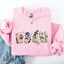 XXL Light Pink Reading Ghosts, Witches, Wizards, Halloween Graphic Sweatshirt
