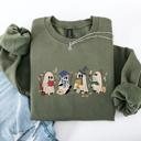 Small Military Green Reading Ghosts, Witches, Wizards, Halloween Graphic Sweatshirt