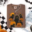 XXXL Espresso Retro Black Cats And Pumpkins Halloween Spooky Night Scene Edition Comfort Colors Tee