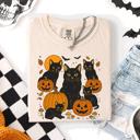 XL Ivory Cream Retro Black Cats And Pumpkins Halloween Spooky Night Scene Edition Comfort Colors Tee
