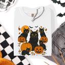 XXL White Retro Black Cats And Pumpkins Halloween Spooky Night Scene Edition Comfort Colors Tee