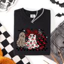 XXXL Black Retro Halloween Ghosts, Checkered Pattern, Vintage Halloween Imagery, Nostalgic Seasonal Artwork Comfort Colors Tee