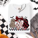 XXXL White Retro Halloween Ghosts, Checkered Pattern, Vintage Halloween Imagery, Nostalgic Seasonal Artwork Comfort Colors Tee