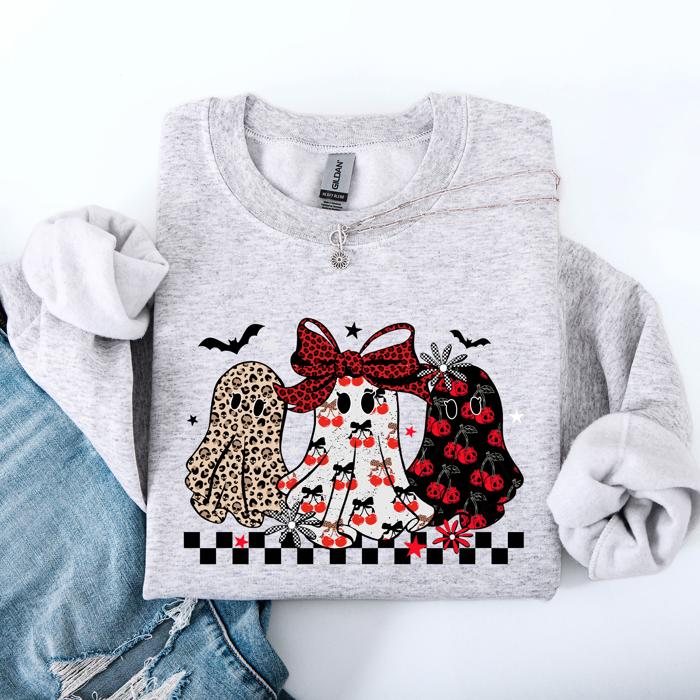 Retro Halloween Ghosts Checkered Pattern Vintage Haunted Collectible Edition Sweatshirt